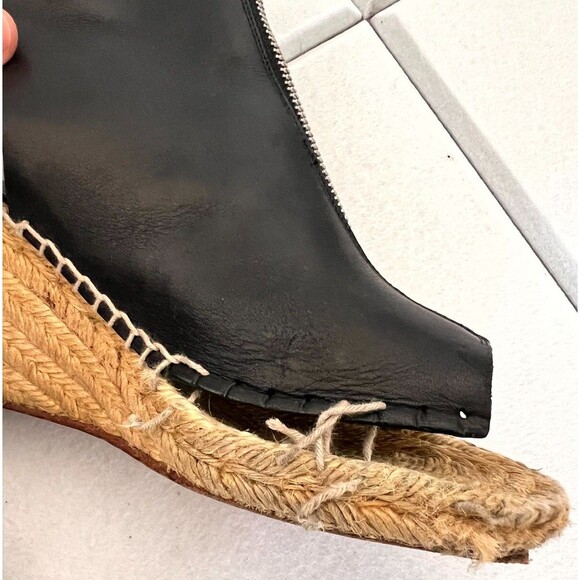 Celine Phoebe Philo Women's Espadrille 6.5 Black Leather Jute Zip Wedge Heel - Picture 5 of 13